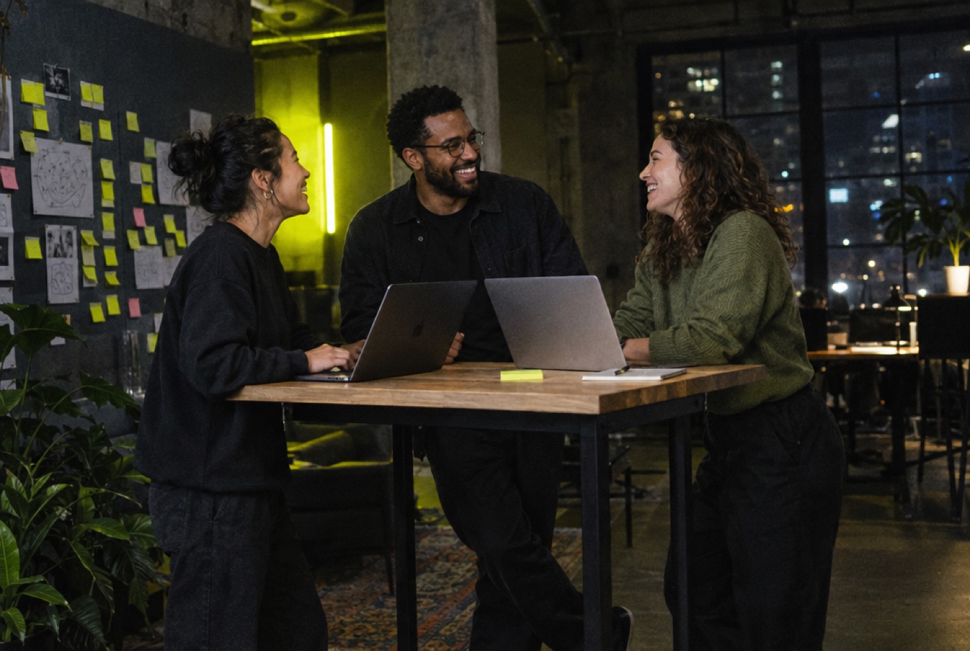 Founders talking in a coworking space