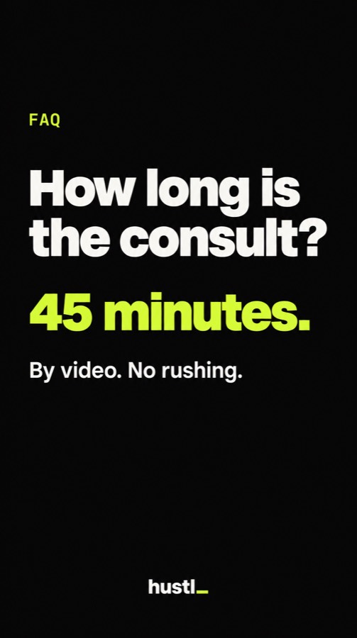 How long is the consult? 45 minutes.